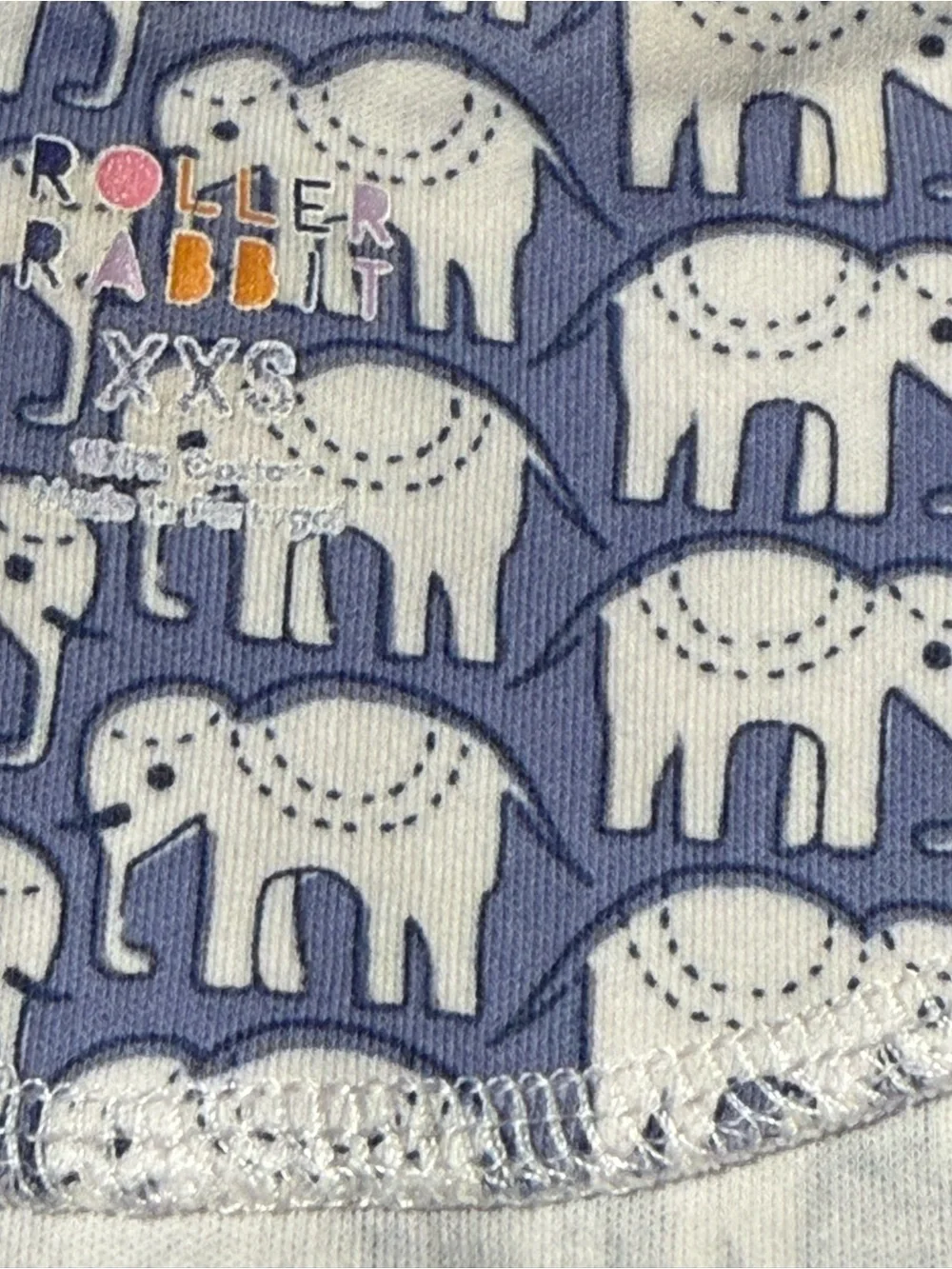 Roller Rabbit Blue and White Elephant-Print top Pajama (see all pictures -bundle